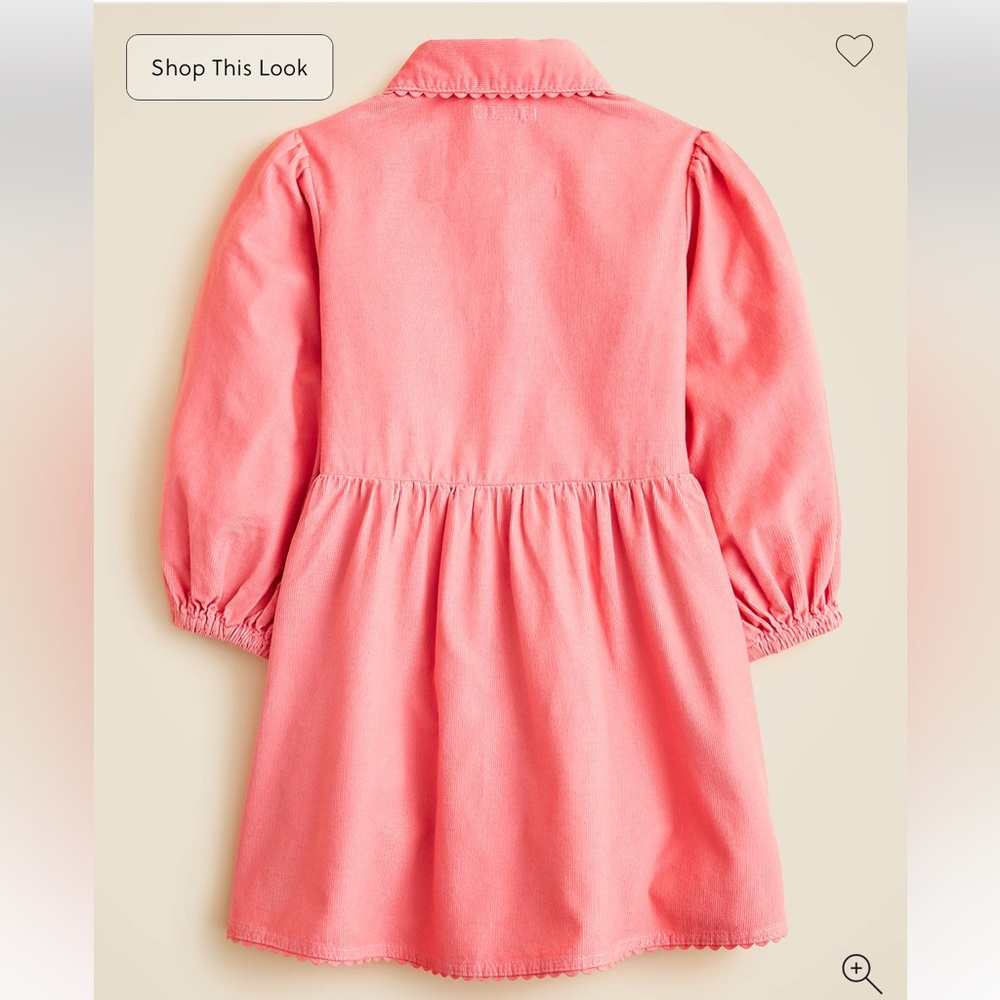 J.crew Crewcuts Girls' shirt-dress in lightweight corduroy Coral Reef Size:12 - Picture 2 of 10